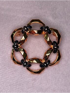 Anne Klein Gold-Tone Brooch with Black Accents